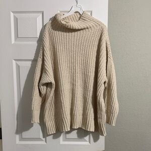 Aerie Cream Cowl Neck Sweater